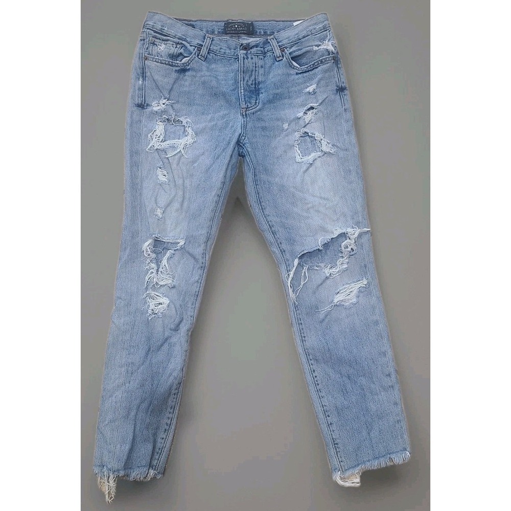 Lucky Brand Sienna Slim Boyfriend Jeans Women 2/26 Distressed Floral Print